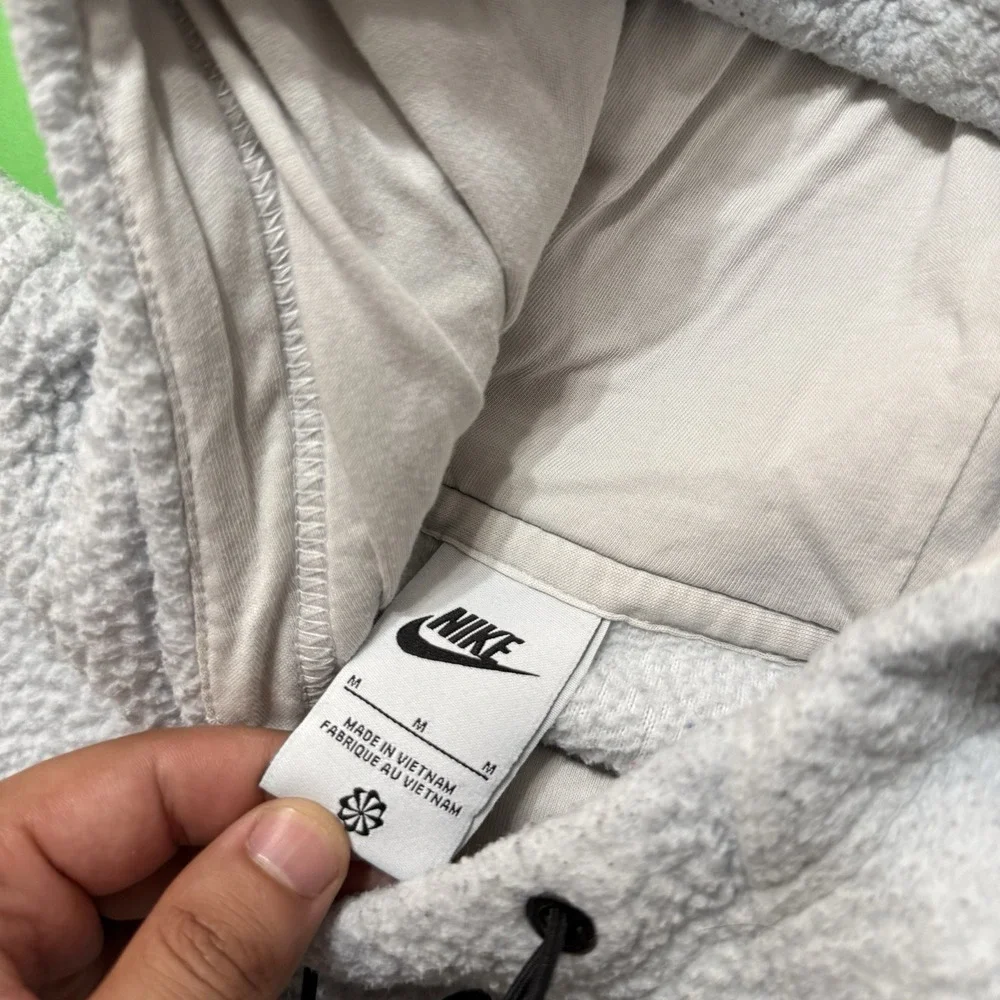 Nike Hoodie Sherpa Fleece Pullover Swoosh Logo Glacier Blue Gray DD5013-072 Men